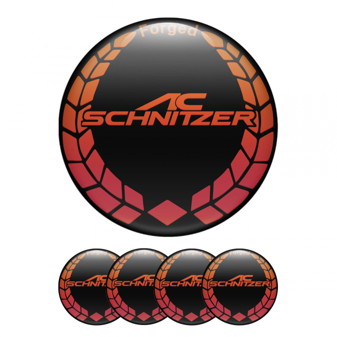 BMW AC Schnitzer Silicone Stickers Wheel Center Cap Black Red