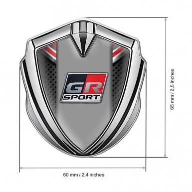 Toyota GR Emblem Trunk Badge Silver Dark Mesh Red Crest Sport Design