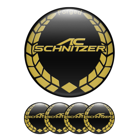 BMW AC Schnitzer Silicone Stickers Wheel Center Cap Black and Dark Yellow