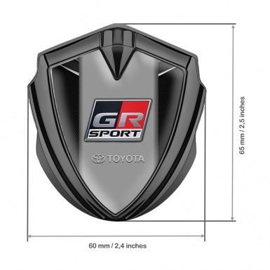 Toyota GR Emblem Badge Self Adhesive Graphite Black Mesh Chrome Fragments