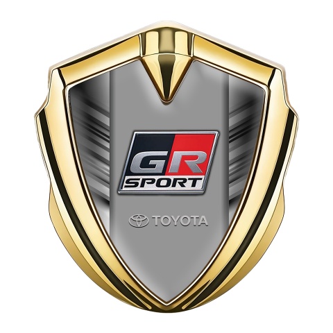Toyota GR Emblem Self Adhesive Gold Grey Stripes Frame Sport Edition