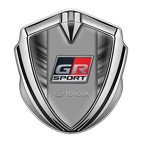 Toyota GR Emblem Self Adhesive Silver Grey Stripes Frame Sport Edition