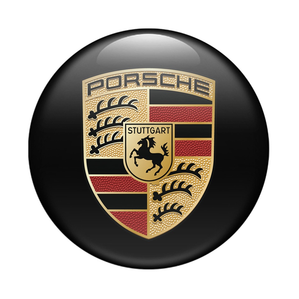 Porsche Emblem Silicone Sticker Classic Black, Domed Emblems, Stickers