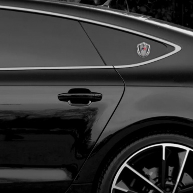 Toyota GR Bodyside Domed Emblem Silver Grey Stripes Frame Sport Motif