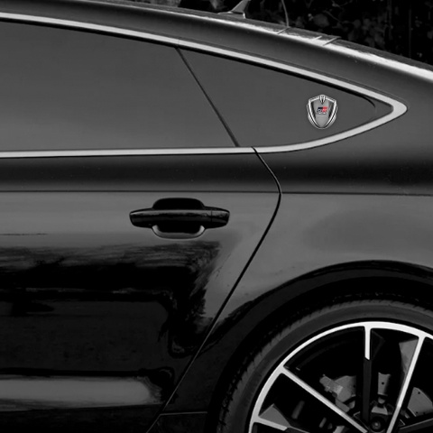 Toyota GR Bodyside Domed Emblem Silver Grey Stripes Frame Sport Motif