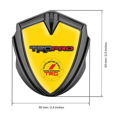 Toyota TRD Metal Emblem Self Adhesive Graphite Yellow Back Circle Design
