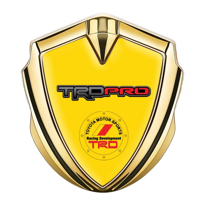 Toyota TRD Metal Emblem Self Adhesive Gold Yellow Back Circle Design