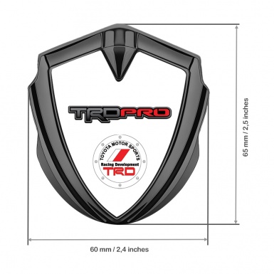 Toyota TRD Metal 3D Domed Emblem Graphite White Base Round Sport Logo
