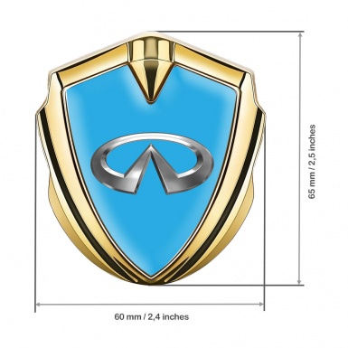Infiniti Emblem Fender Badge Gold Sky Blue Base Chromatic Effect Design
