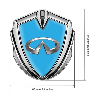 Infiniti Emblem Fender Badge Silver Sky Blue Base Chromatic Effect Design