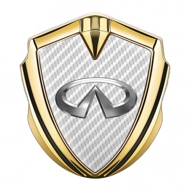 Infiniti Emblem Self Adhesive Gold White Carbon Chrome Logo Effect
