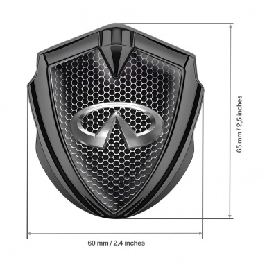 Infiniti Trunk Emblem Badge Graphite Black Grate Effect Chromed Motif