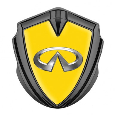 Infiniti Bodyside Domed Emblem Graphite Yellow Background Chrome Design