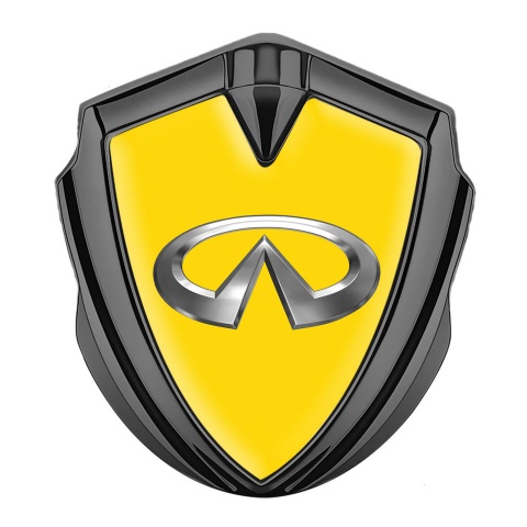 Infiniti Bodyside Domed Emblem Graphite Yellow Background Chrome Design