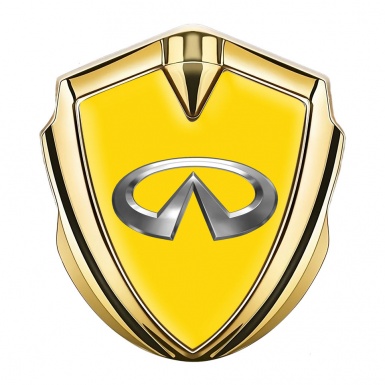 Infiniti Bodyside Domed Emblem Gold Yellow Background Chrome Design