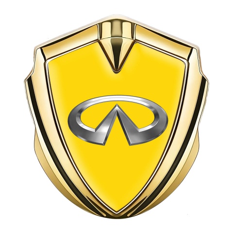 Infiniti Bodyside Domed Emblem Gold Yellow Background Chrome Design