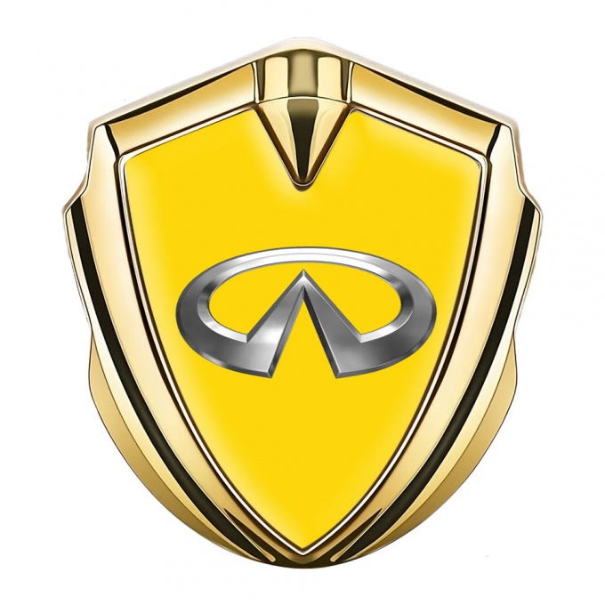 Infiniti Bodyside Domed Emblem Gold Yellow Background Chrome Design