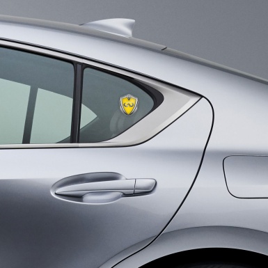 Infiniti Bodyside Domed Emblem Silver Yellow Background Chrome Design