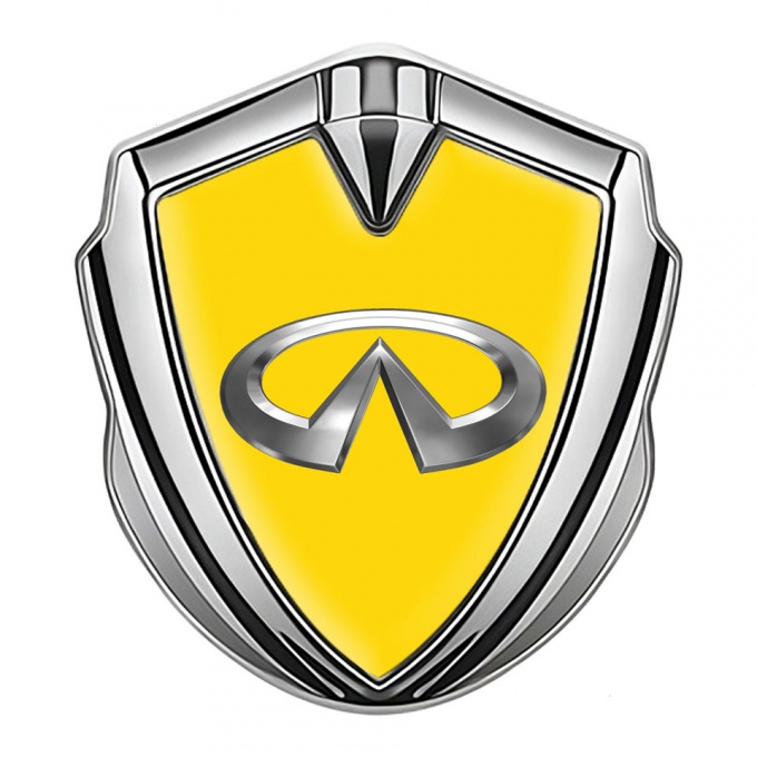 Infiniti Bodyside Domed Emblem Silver Yellow Background Chrome Design