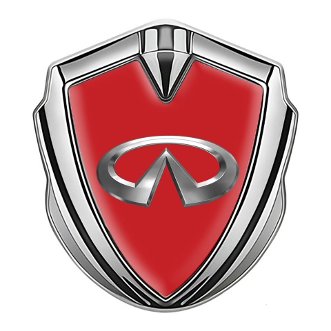 Infiniti Bodyside Emblem Self Adhesive Silver Red Base Big Metallic Logo