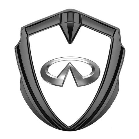 Infiniti Metal Emblem Self Adhesive Graphite White Pearl Base Chrome Effect