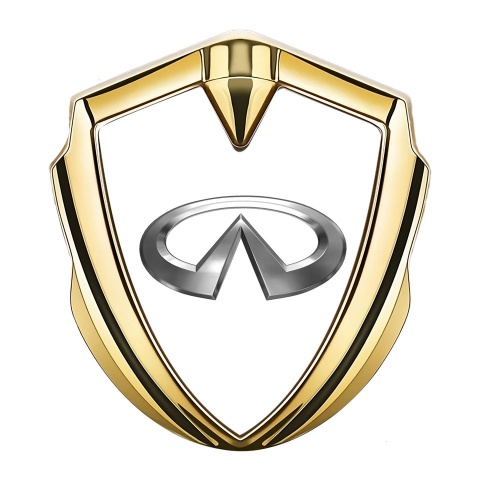 Infiniti Metal Emblem Self Adhesive Gold White Pearl Base Chrome Effect