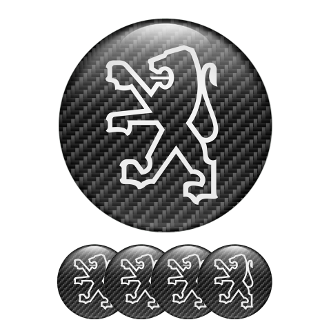 Peugeot Silicone Stickers Wheel Center Caps Carbon White Logo