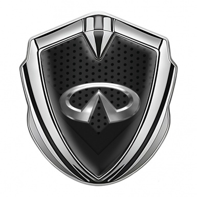 Infiniti Fender Emblem Badge Silver Dark Mesh V Shaped Panels Design