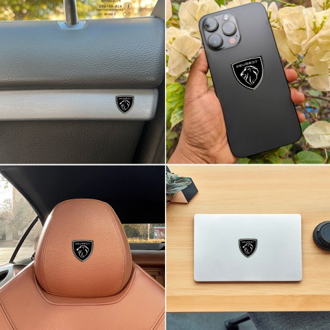 Peugeot Emblem Silicone Sticker Black New Design