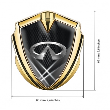 Infiniti Bodyside Emblem Badge Gold Greyscale Hex Glow Effect Edition