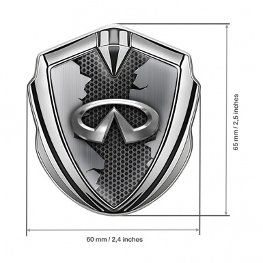 Infiniti Trunk Emblem Badge Silver Hex Base Cracked Aluminum Panel