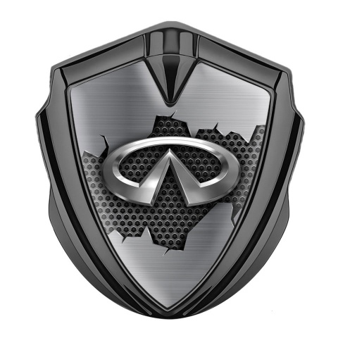 Infiniti Emblem Car Badge Graphite Broken Shield Effect Chrome Logo