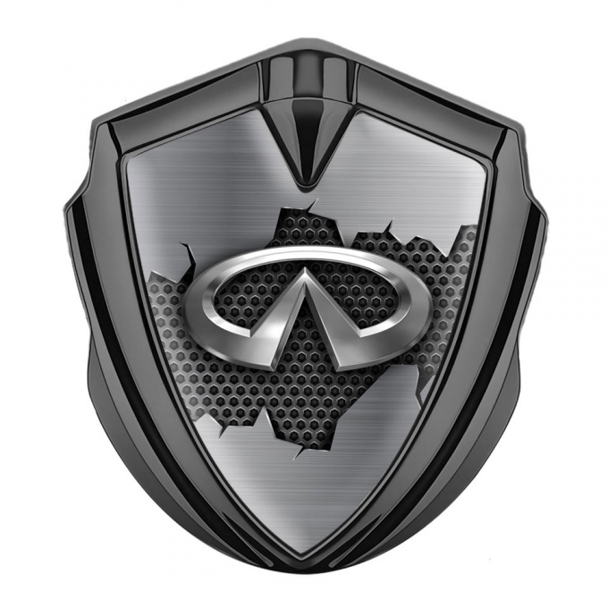 Infiniti Emblem Car Badge Graphite Broken Shield Effect Chrome Logo