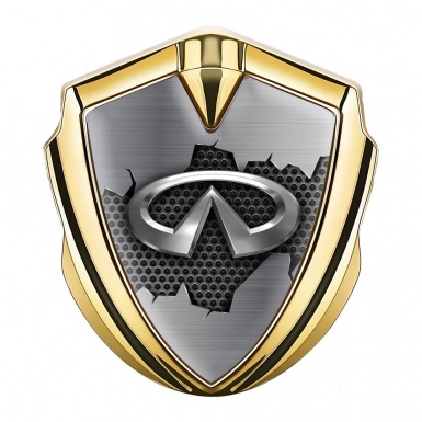 Infiniti Emblem Car Badge Gold Broken Shield Effect Chrome Logo