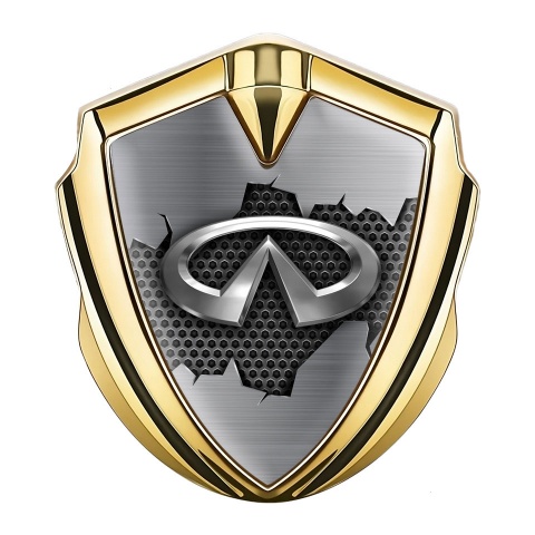 Infiniti Emblem Car Badge Gold Broken Shield Effect Chrome Logo