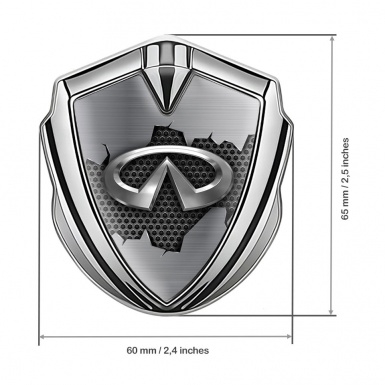 Infiniti Emblem Car Badge Silver Broken Shield Effect Chrome Logo