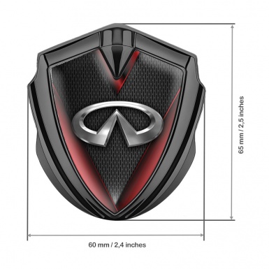 Infiniti Metal Emblem Self Adhesive Graphite Fine Dark Mesh Red Fragments