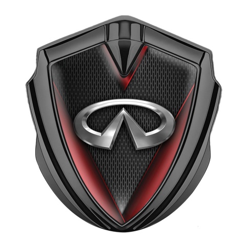 Infiniti Metal Emblem Self Adhesive Graphite Fine Dark Mesh Red Fragments