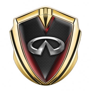 Infiniti Metal Emblem Self Adhesive Gold Fine Dark Mesh Red Fragments