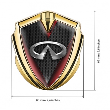 Infiniti Metal Emblem Self Adhesive Gold Fine Dark Mesh Red Fragments