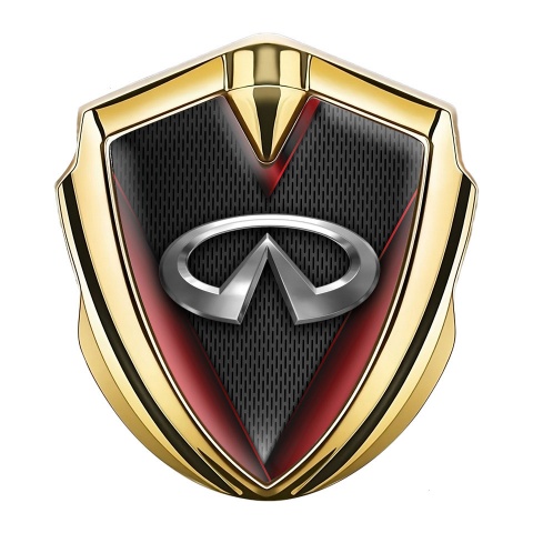 Infiniti Metal Emblem Self Adhesive Gold Fine Dark Mesh Red Fragments