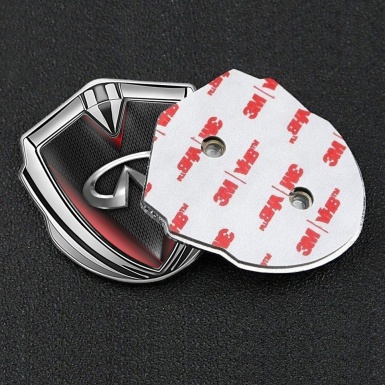 Infiniti Metal Emblem Self Adhesive Silver Fine Dark Mesh Red Fragments