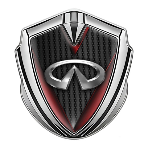 Infiniti Metal Emblem Self Adhesive Silver Fine Dark Mesh Red Fragments