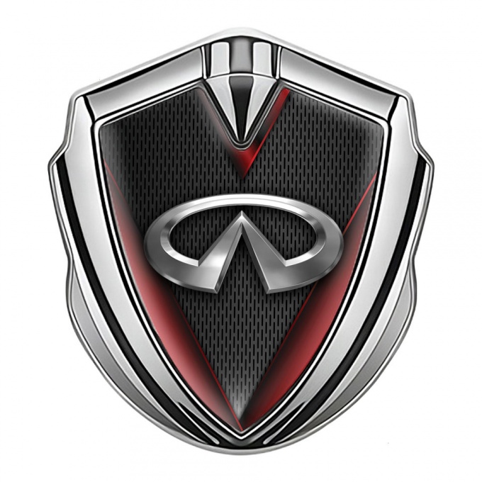 Infiniti Metal Emblem Self Adhesive Silver Fine Dark Mesh Red Fragments