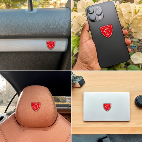 Peugeot Emblem Silicone Sticker Red New Design