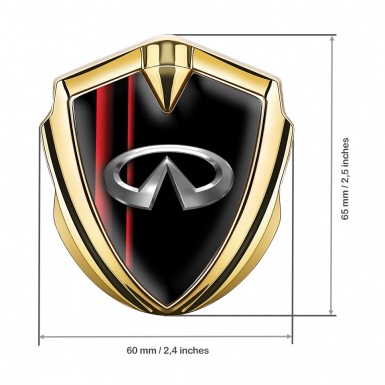 Infiniti Emblem Badge Self Adhesive Gold Black Crimson Stripes Edition