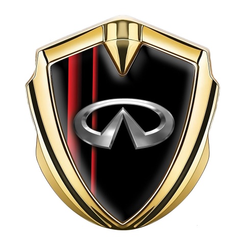 Infiniti Emblem Badge Self Adhesive Gold Black Crimson Stripes Edition
