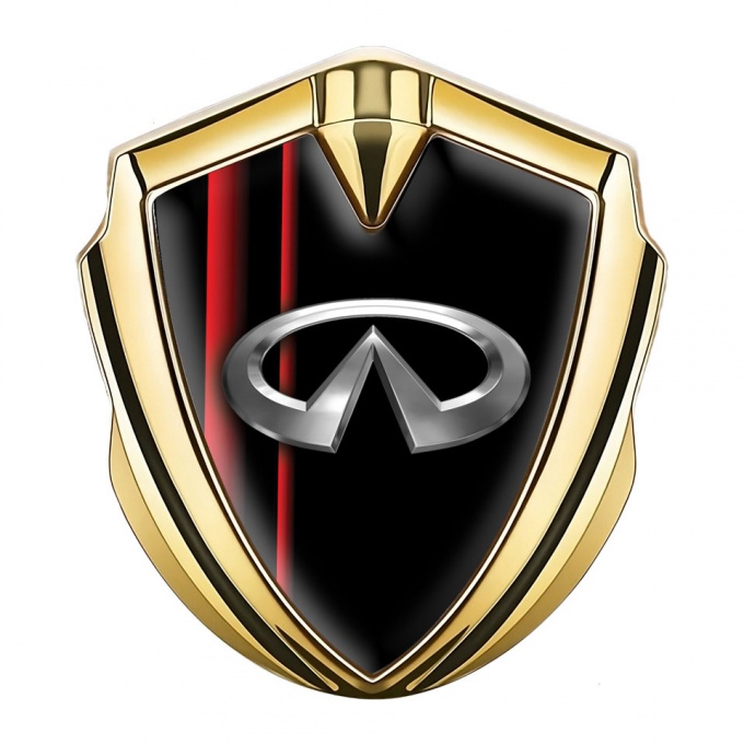 Infiniti Emblem Badge Self Adhesive Gold Black Crimson Stripes Edition