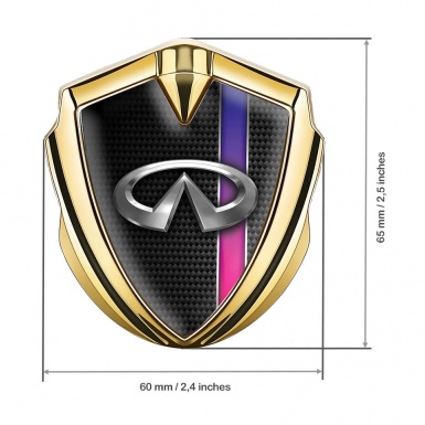 Infiniti Emblem Fender Badge Gold Dark Carbon Purple Gradient Stripe