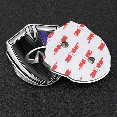 Infiniti Emblem Fender Badge Silver Dark Carbon Purple Gradient Stripe
